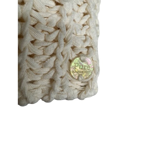 Pure Handknit for Fresh Produce Ivory Open Front Cardigan 100% Cotton Womens M/L - Picture 7 of 9
